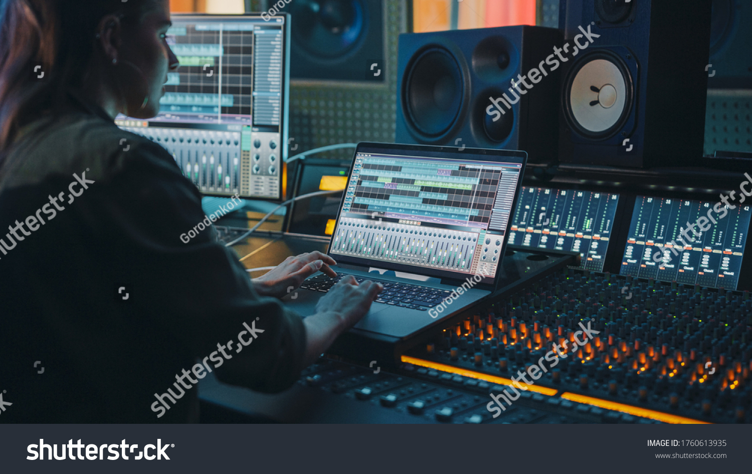 Modern Music Record Studio Control Desk Stock Photo 1760613935 ...