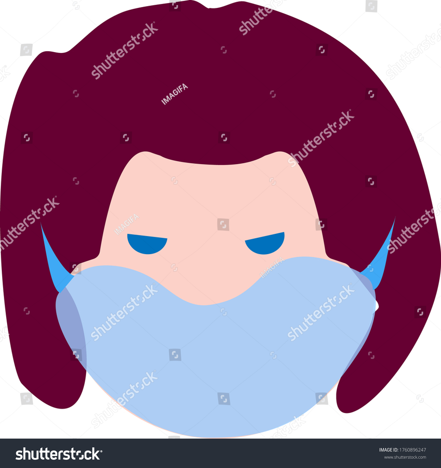 Vector Illustration Character Wear Face Mask Stock Vector Royalty Free