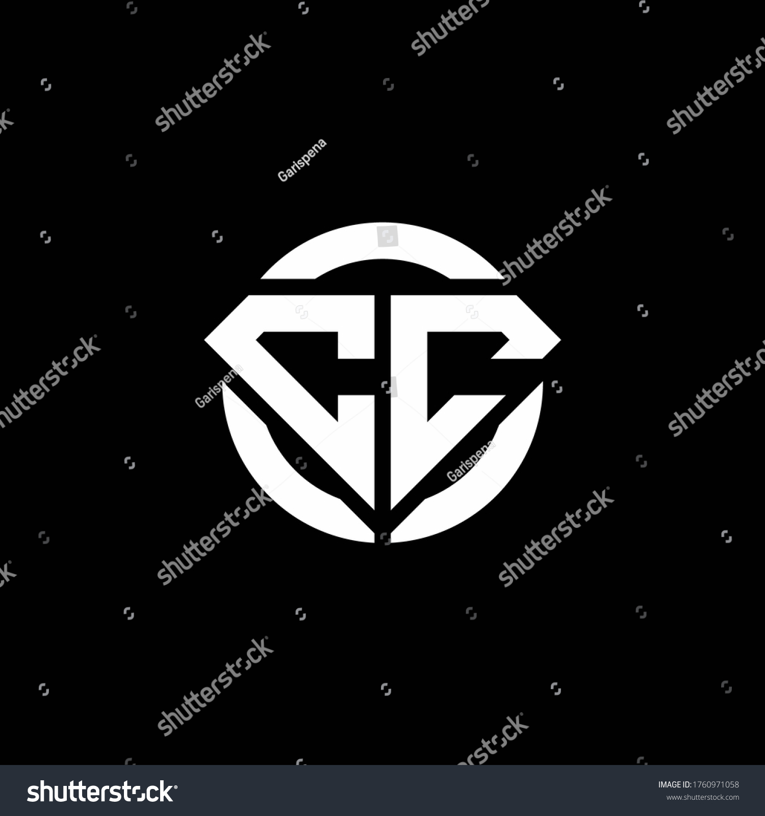 Cc Monogram Logo Diamond Shape Ring Stock Vector (Royalty Free ...