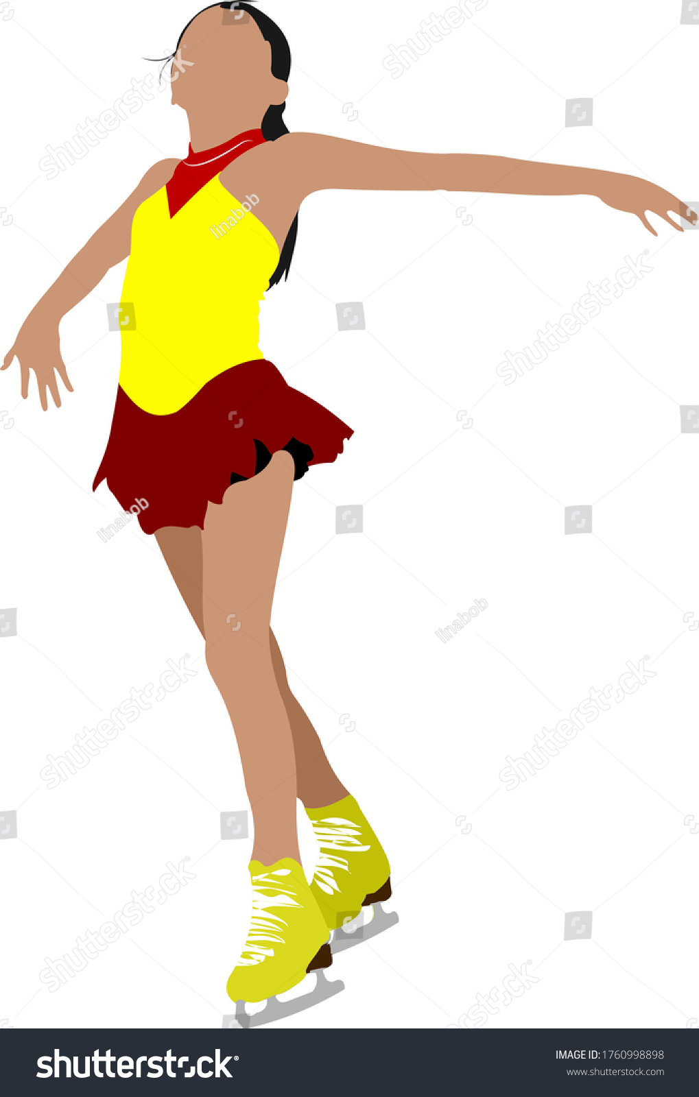 Figure Skating Colored Silhouettes Color Illustration Stock ...