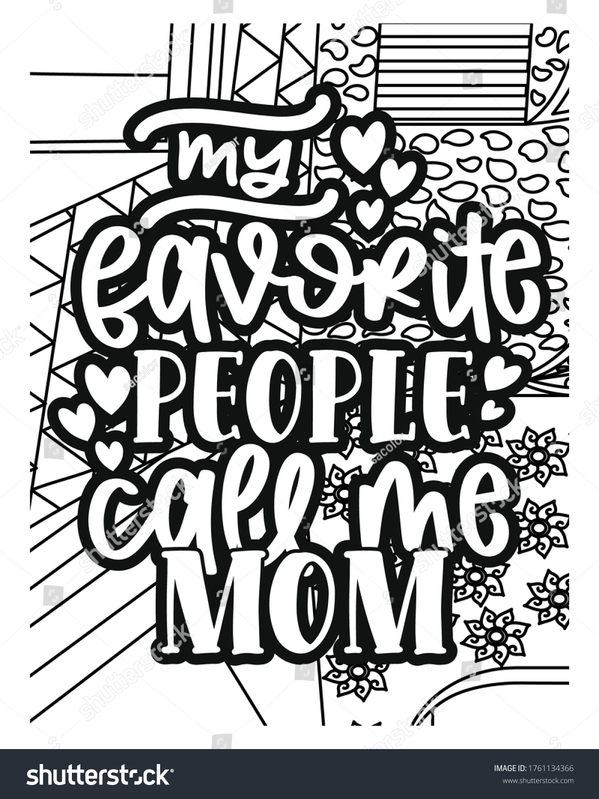 Mothers Motivation Coloring Book Pages Motivational Stock Vector ...