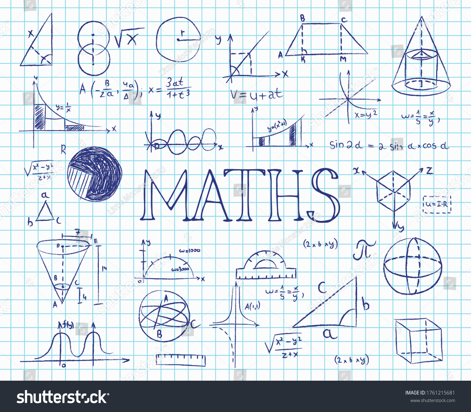 School Lesson Math Numbers Formulas Graphics Stock Vector (Royalty Free ...