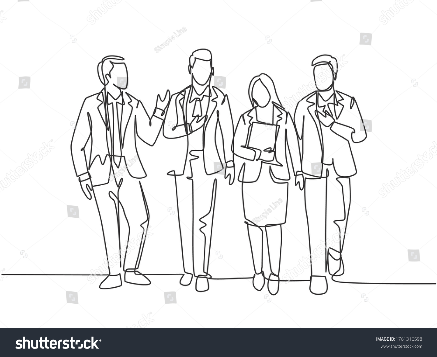 Single Continuous Line Drawing Young Businessman Stock Vector (Royalty ...