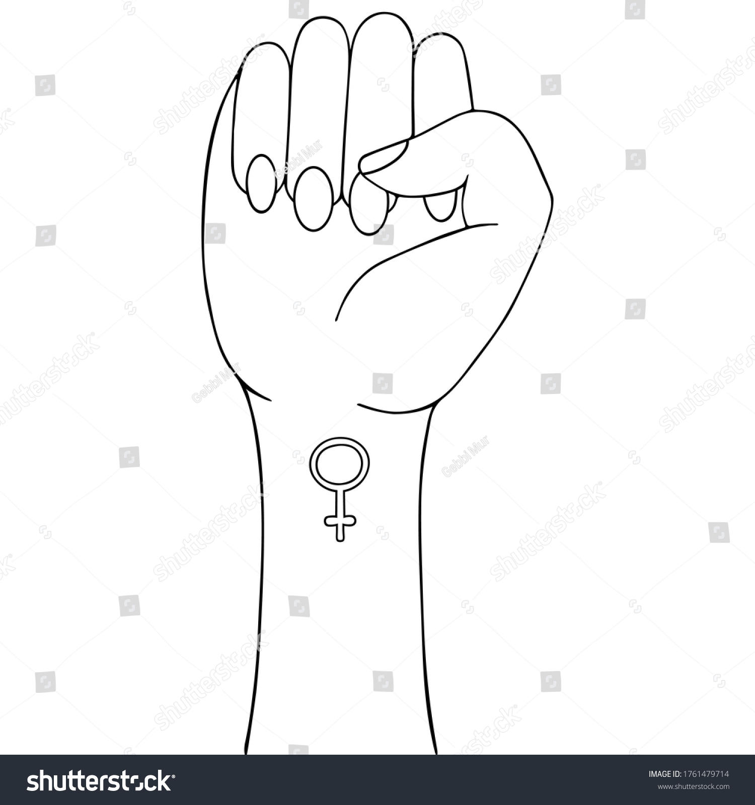 Symbol Feminist Movement Clenched Fist Struggle Stock Vector Royalty Free 1761479714 0398