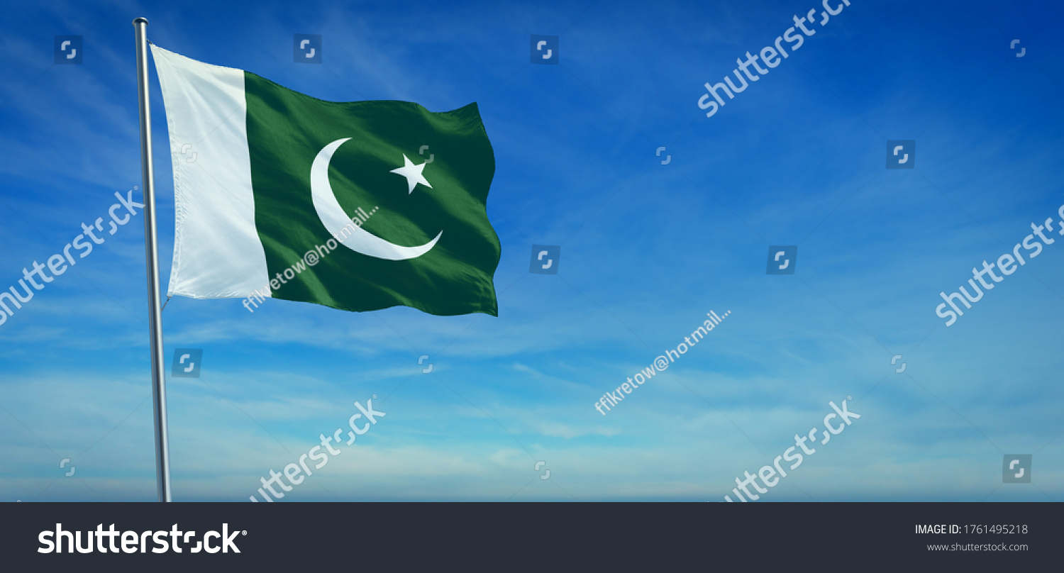 National Flag Pakistan Blowing Wind Front Stock Illustration 1761495218 ...