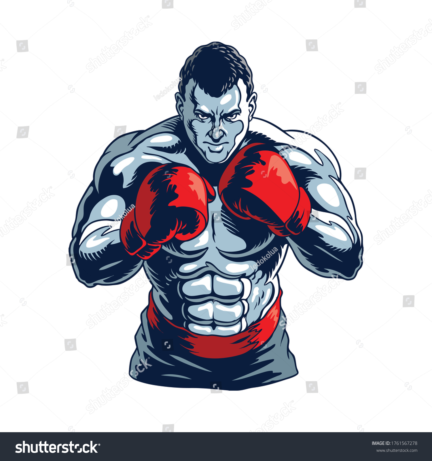 Muscular Boxer Isolated On White Champion Stock Vector (Royalty Free ...