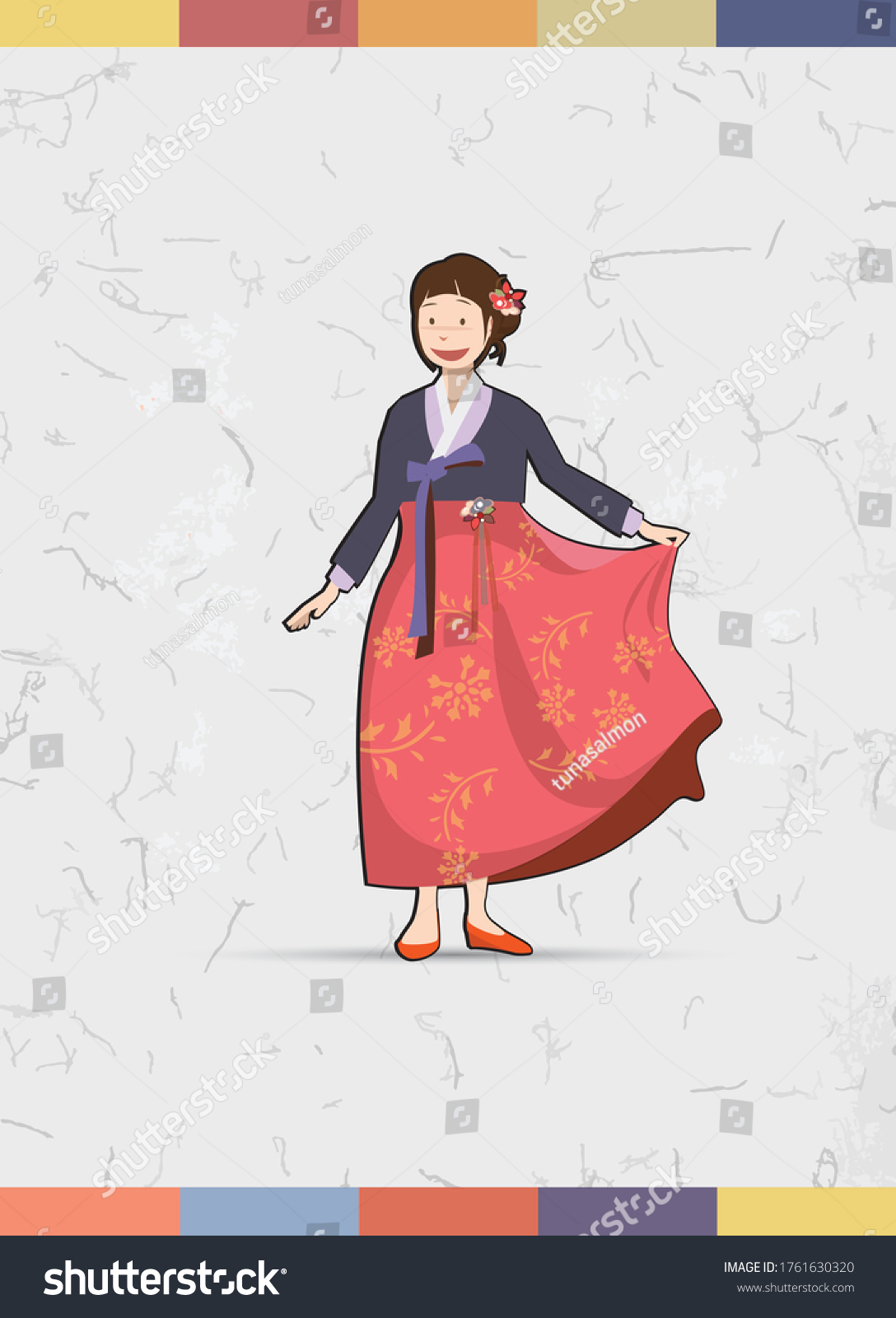 Hanbok Korean Traditional Costume Character Stock Vector (Royalty Free ...