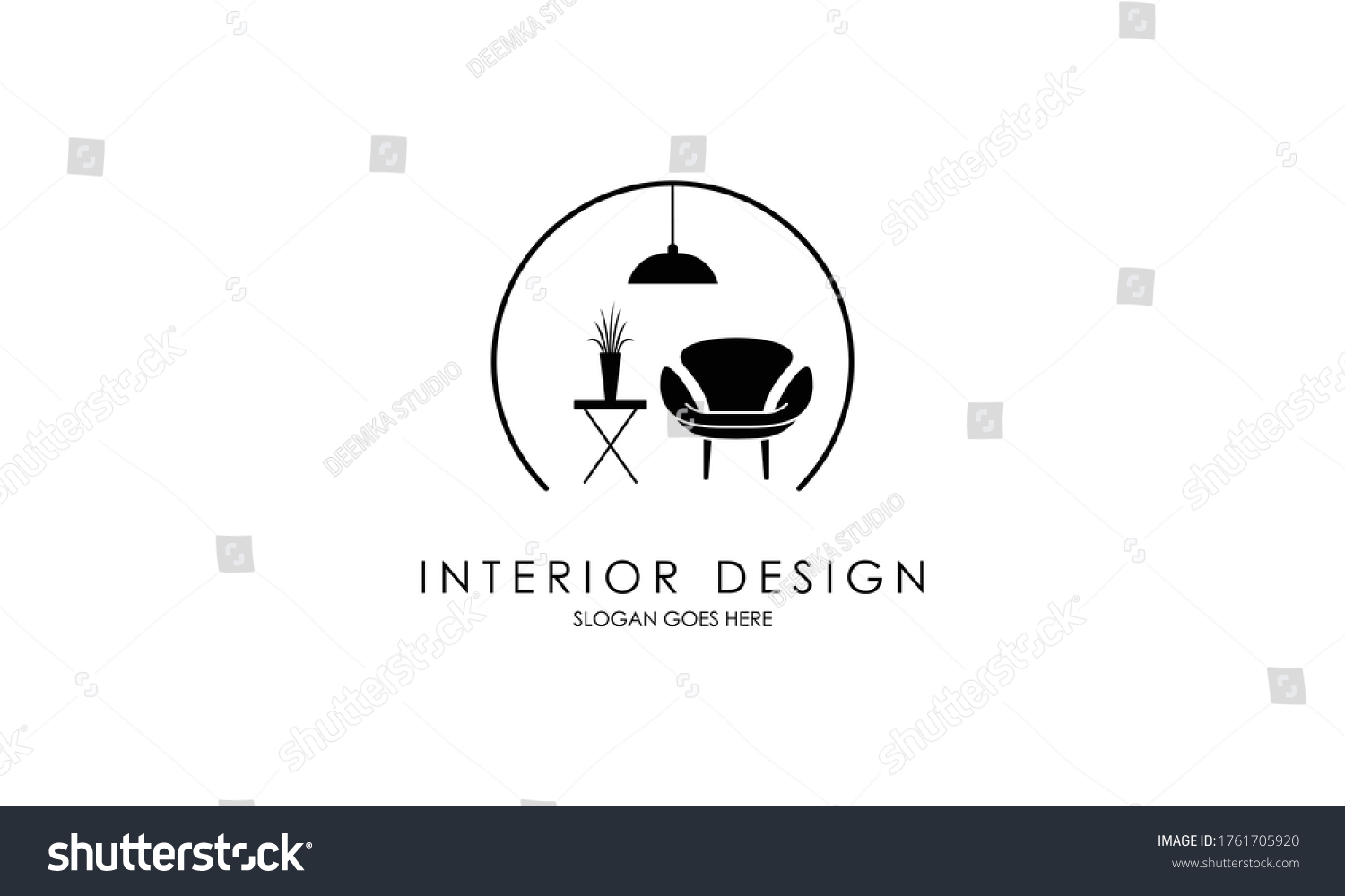 Stock Vector Interior Room Furniture Gallery Logo Design 1761705920 