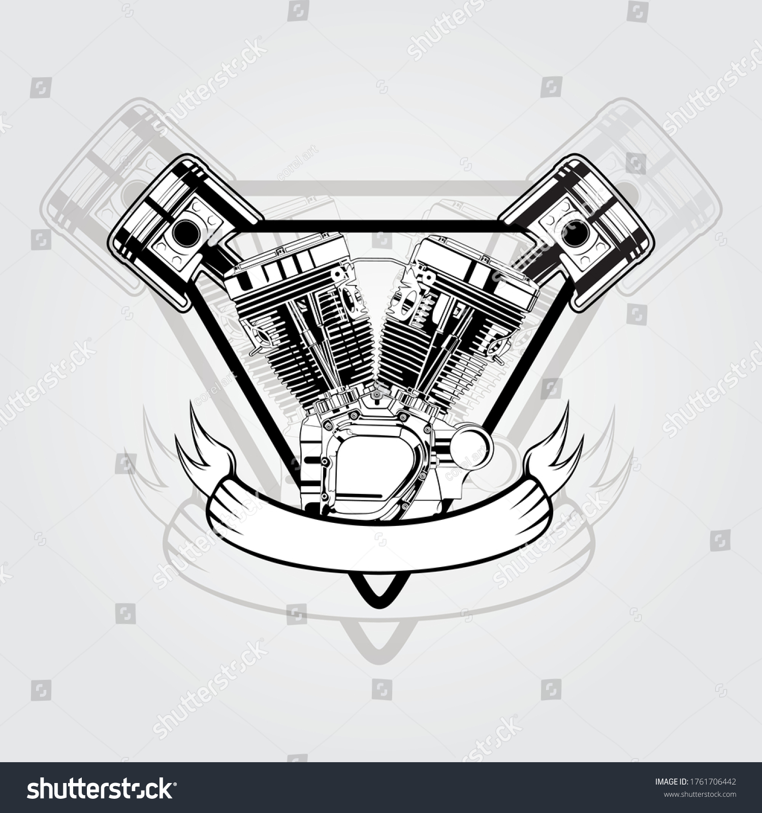 Car Engine Vector Logo White Background Stock Vector (royalty Free 