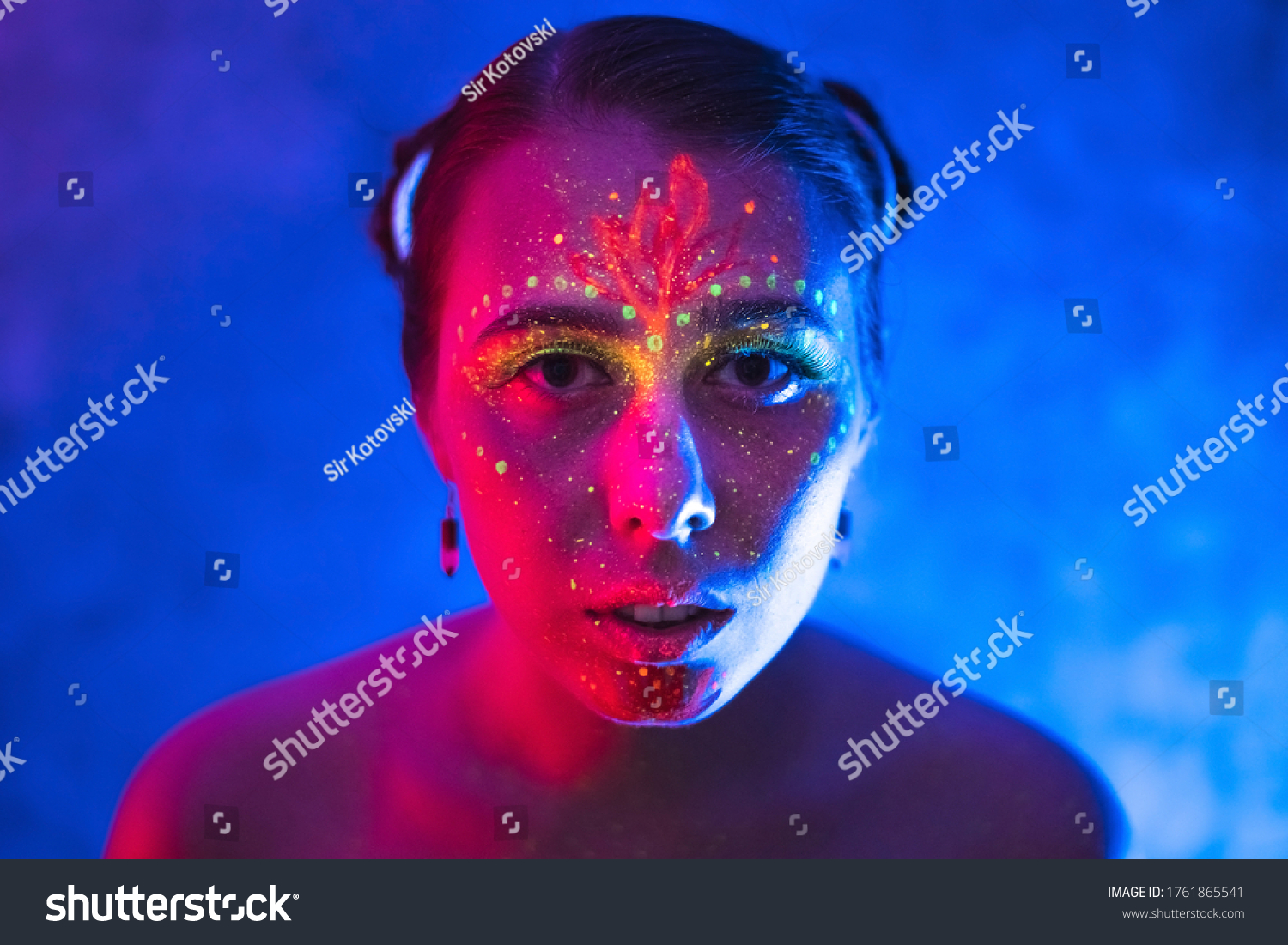 Body Art On Woman Glowing Ultraviolet Stock Photo Shutterstock