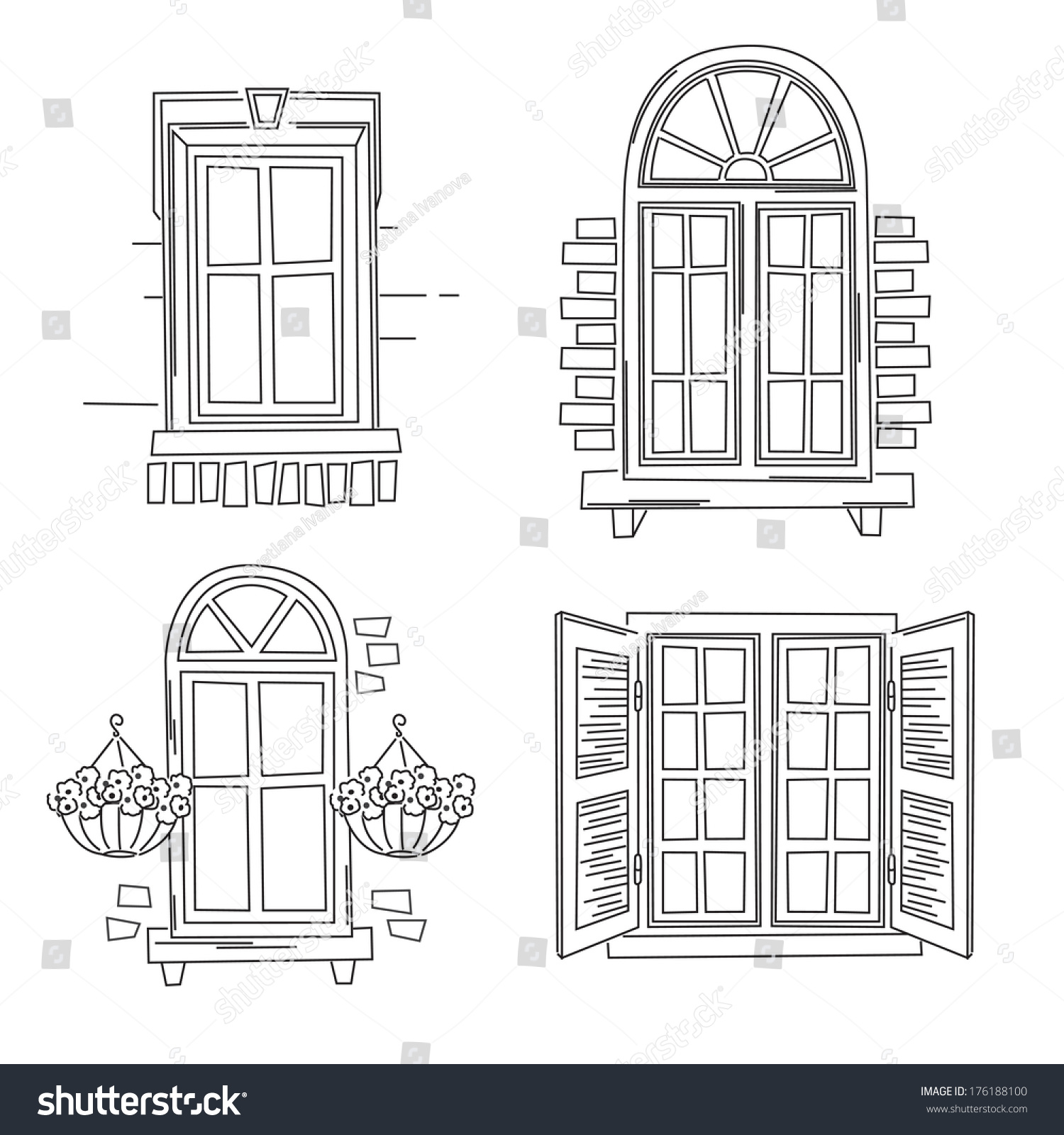 Дверь и окно зарисовка
