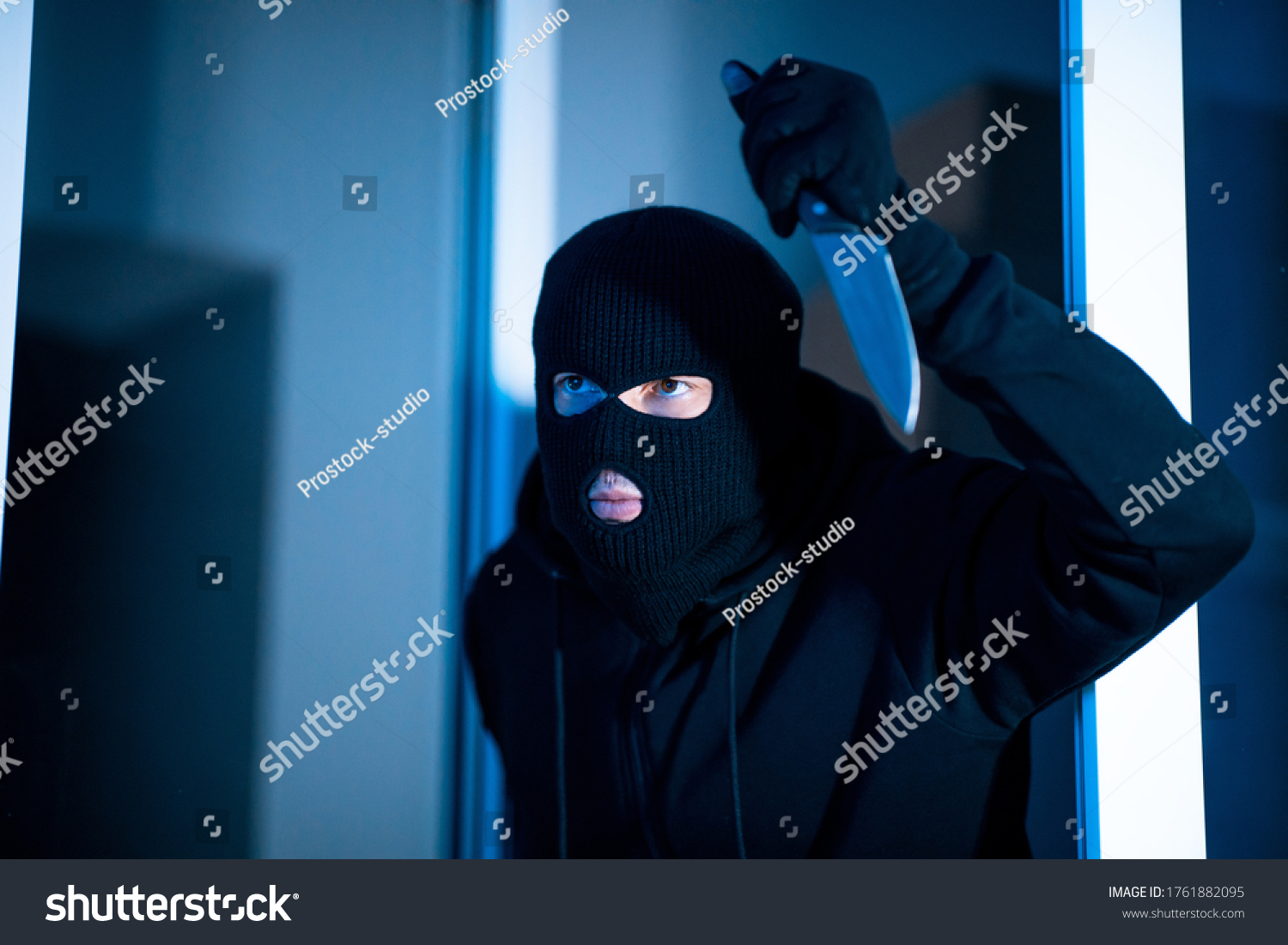 Crime Concept Headshot Disguised Criminal Sneaking Stock Photo ...