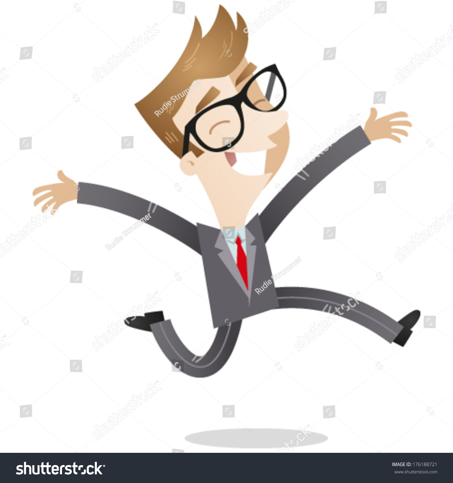 Vector Illustration Joyful Young Cartoon Businessman Stock Vector ...