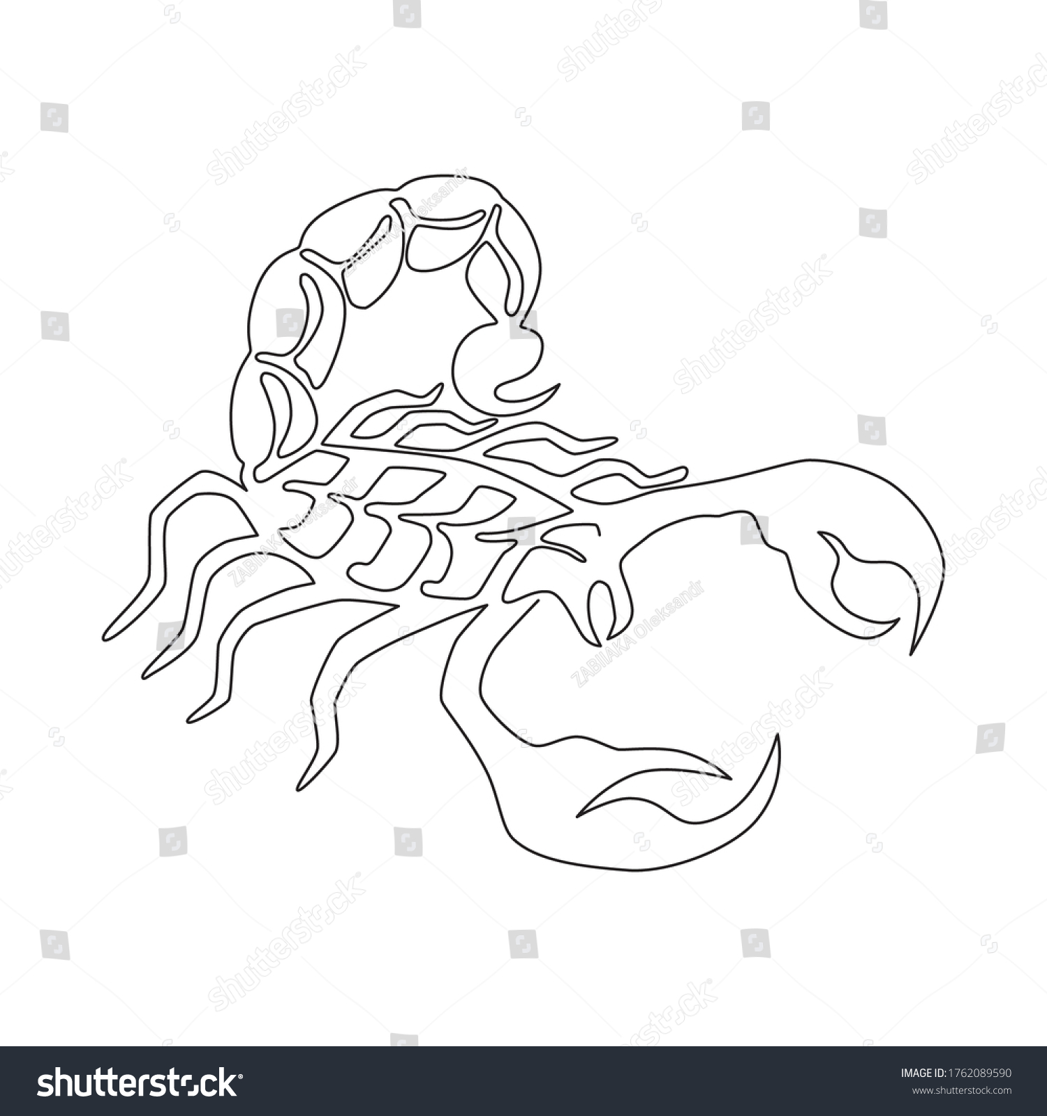 Scorpio One Line Vector Black Outline Stock Vector (Royalty Free ...