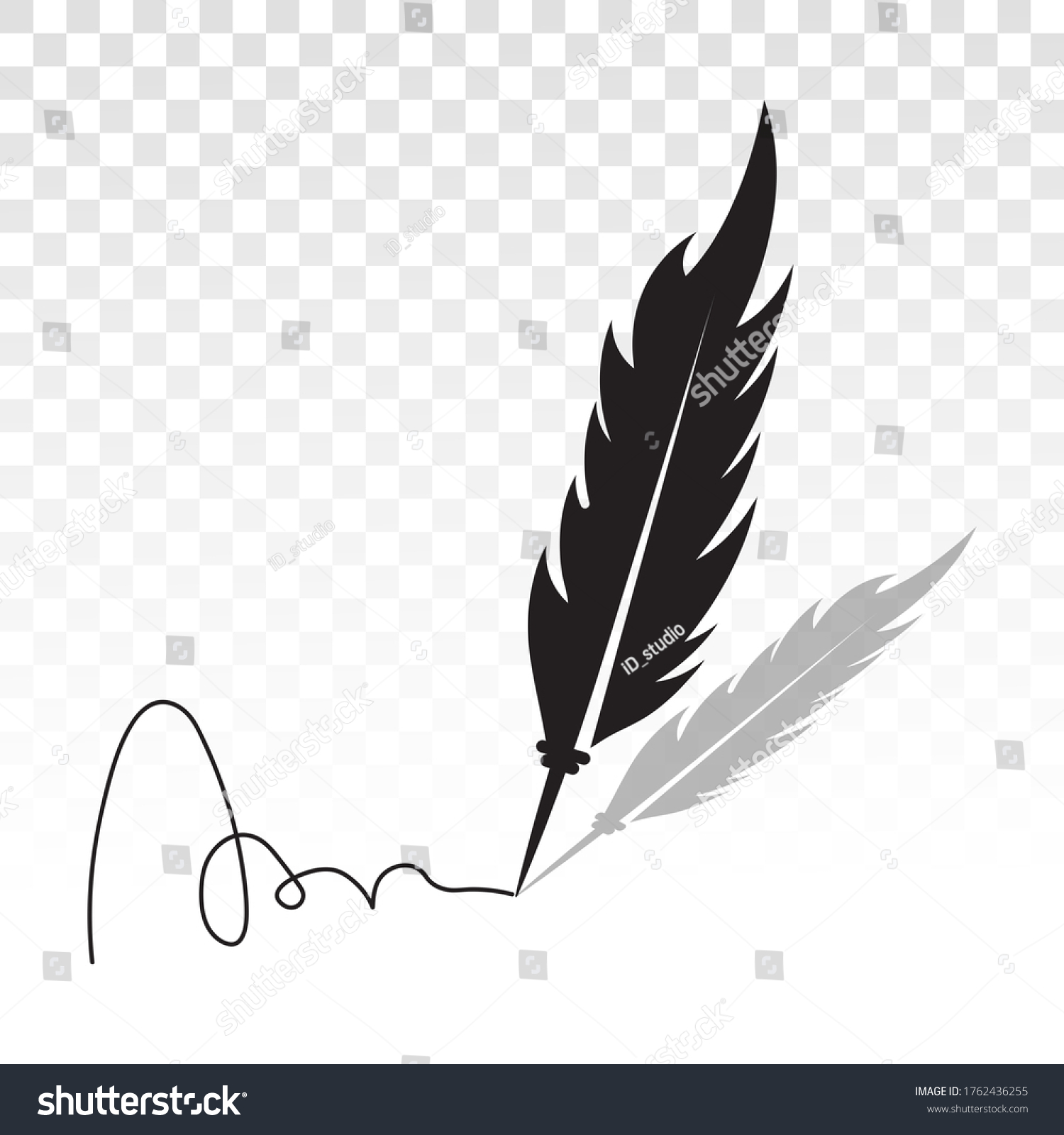 Feather Quill Pen Signatures Flat Icon Stock Vector (Royalty Free ...