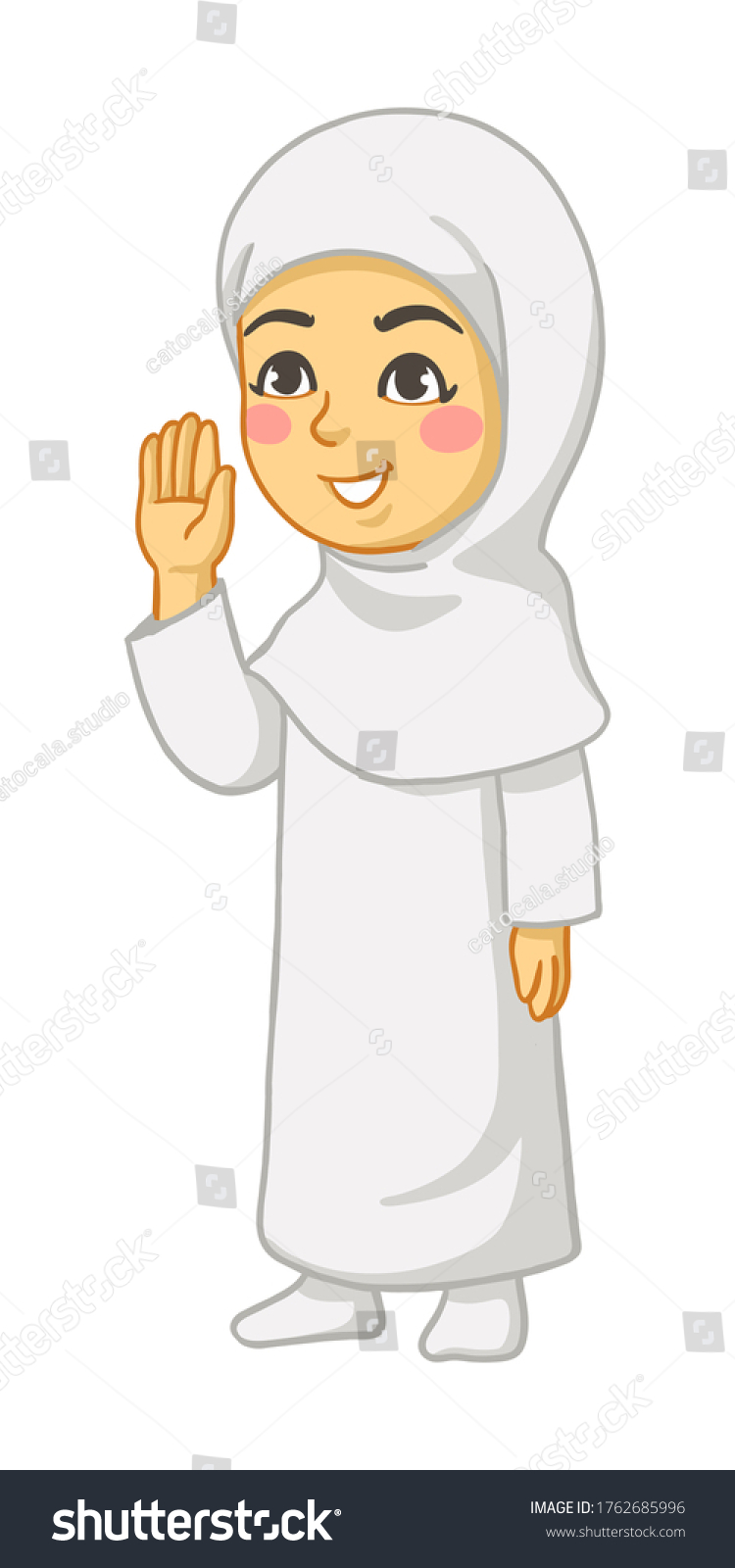 Moslem Girl Hajj Wearing Ihram Pilgrimage Stock Vector (Royalty Free ...