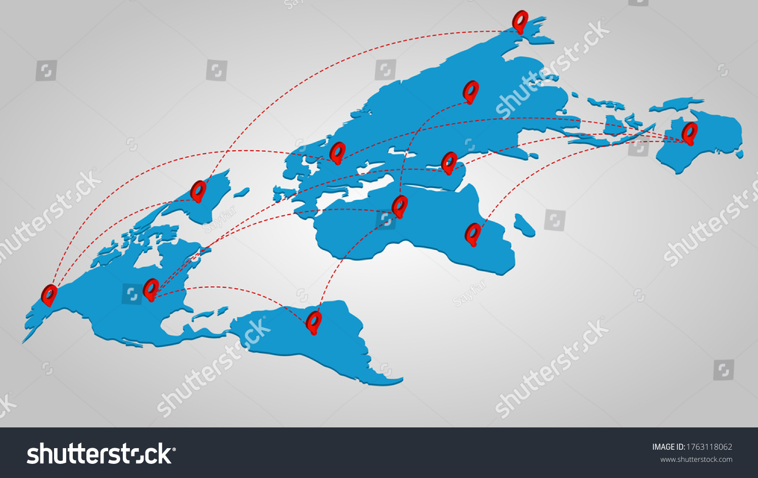 Top View Map Showing Links Locations Stock Illustration 1763118062