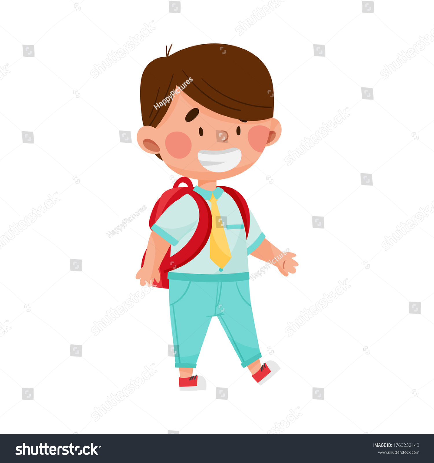 Boy Character Going School Backpack Vector Stock Vector (Royalty Free ...