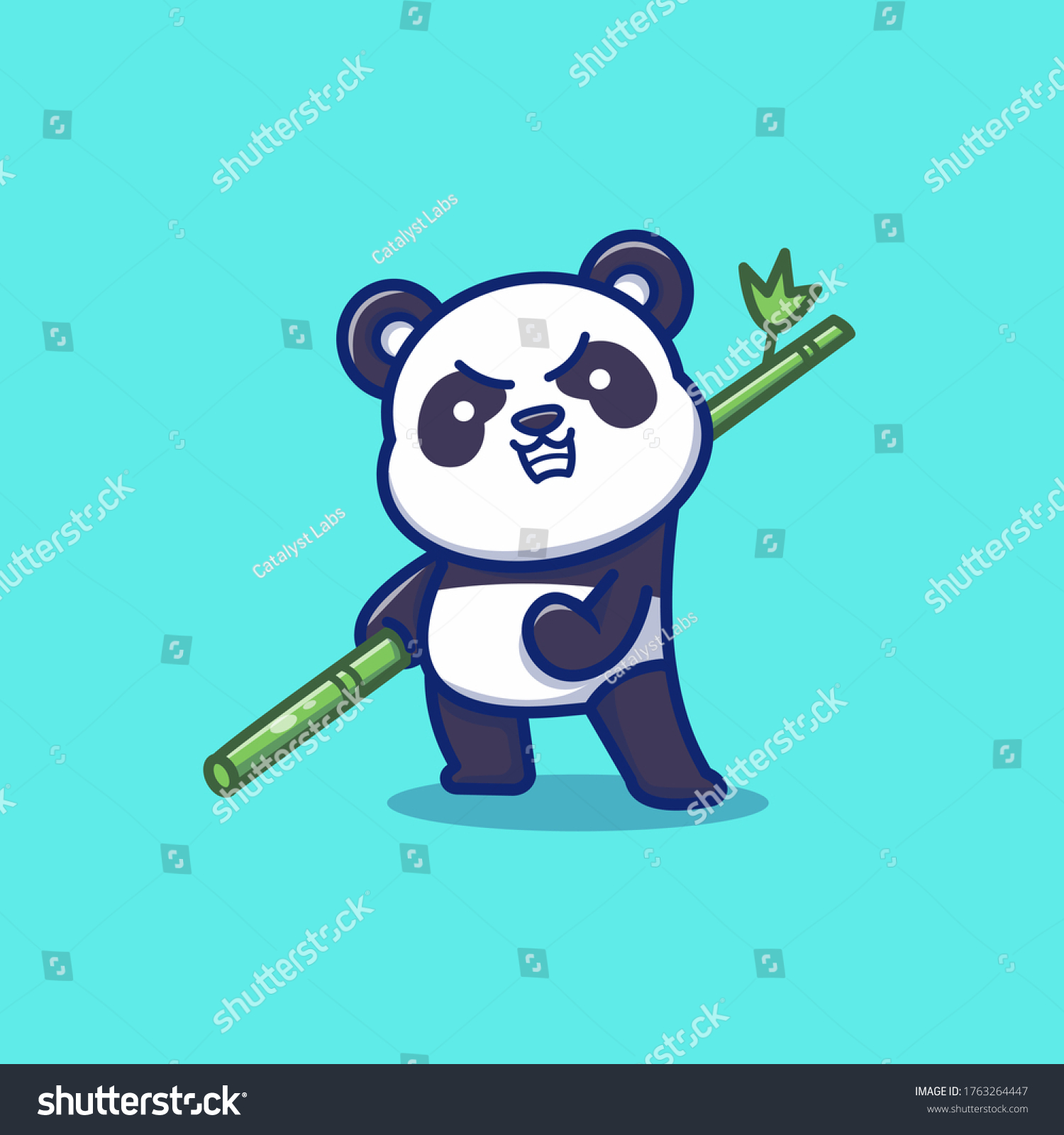 Cute Panda Angry Holding Bamboo Cartoon Stock Vector Royalty Free 1763264447 Shutterstock 