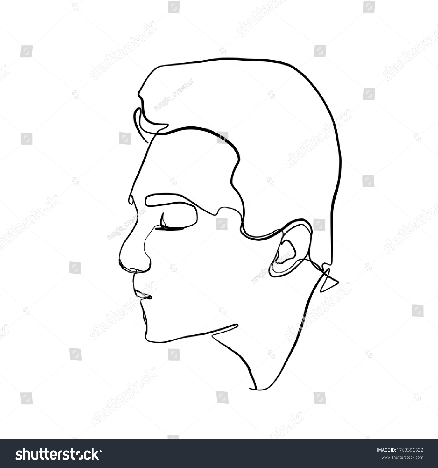 One Line Drawing Portrait Man Minimal Stock Vector (Royalty Free ...