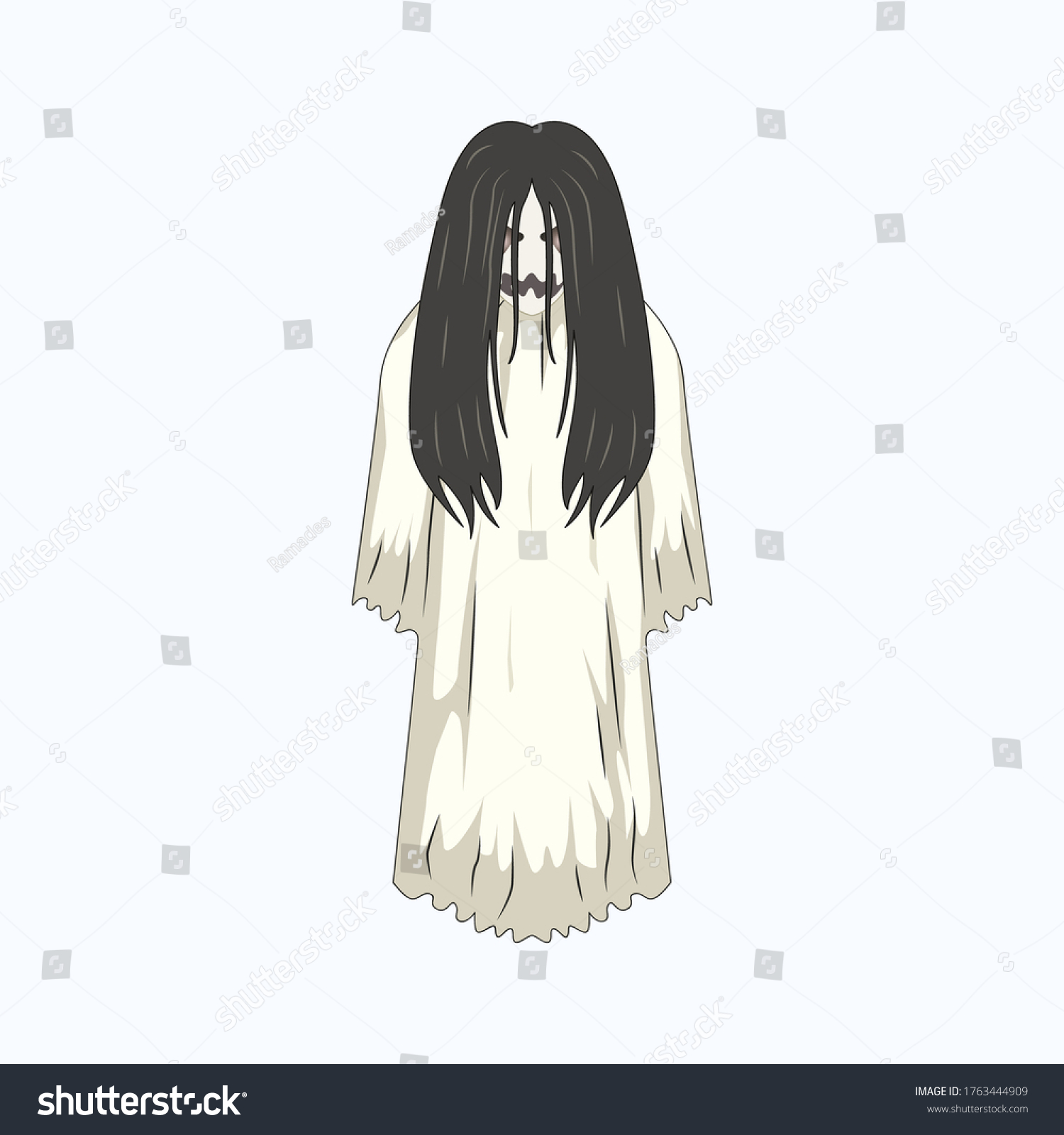 White Lady Cartoon Ghost Character Stock Vector (Royalty Free ...