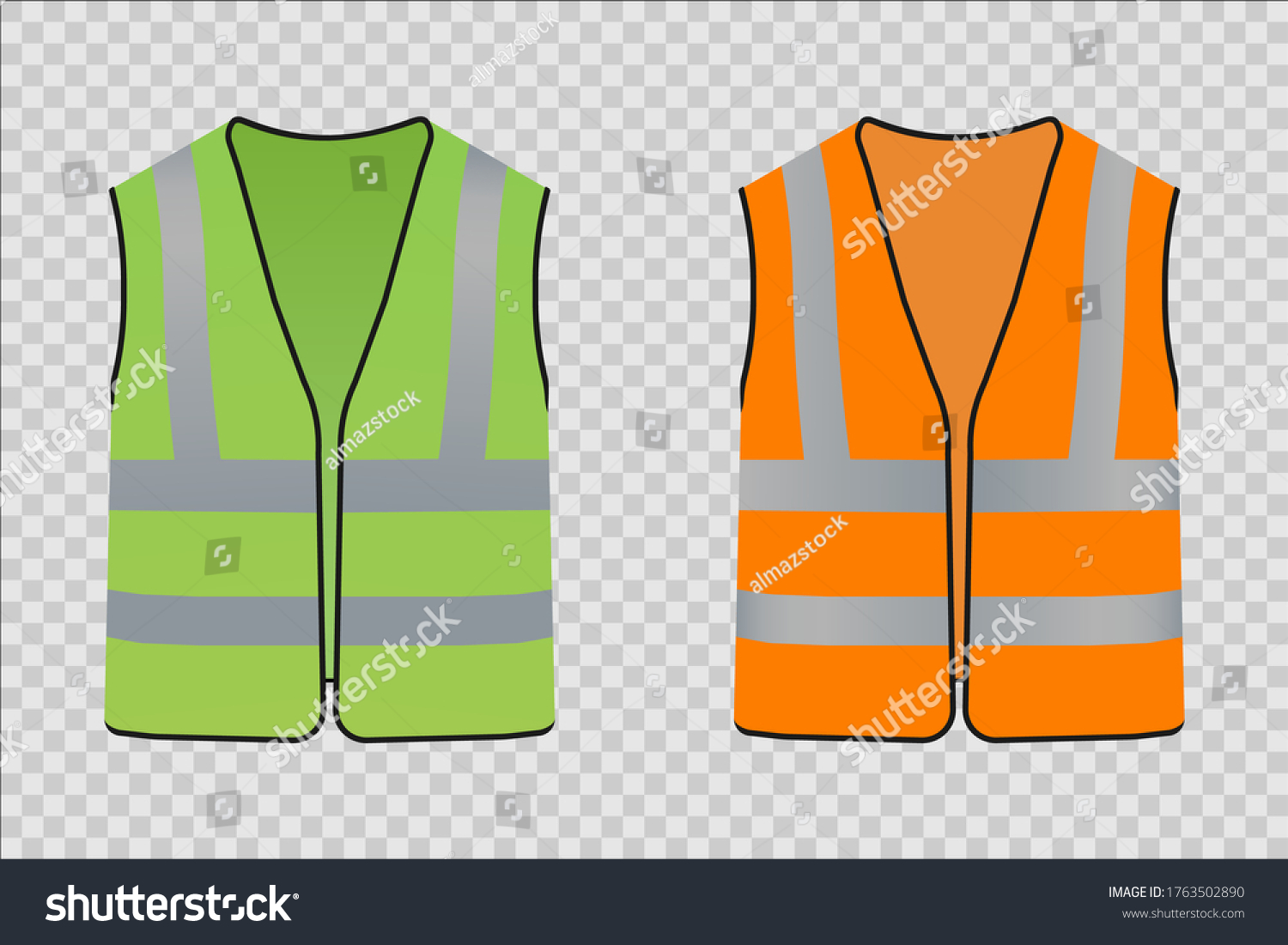 Reflective Safety Vest People Orange Green Stock Vector (Royalty Free ...