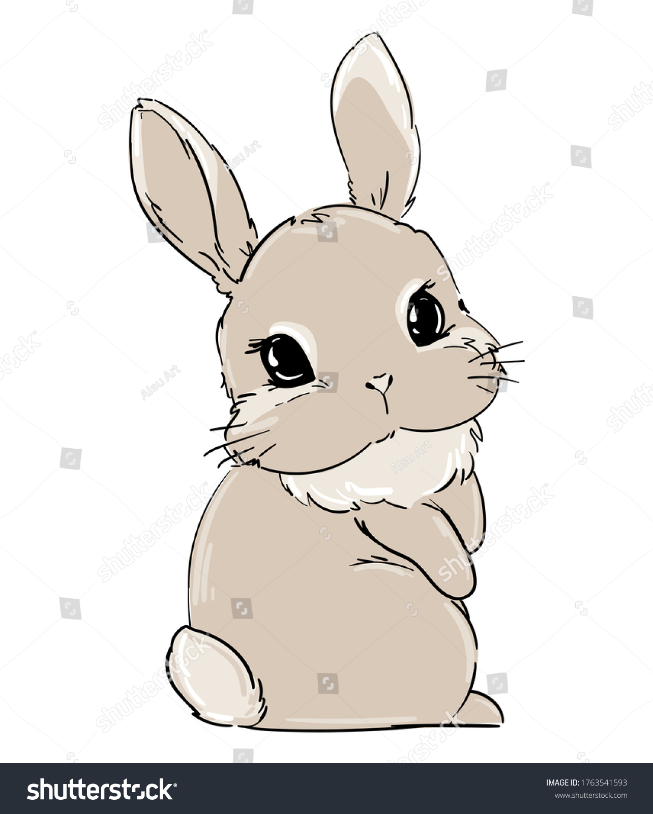 Hand Drawn Vector Rabbit Cute Bunny Stock Vector (Royalty Free ...