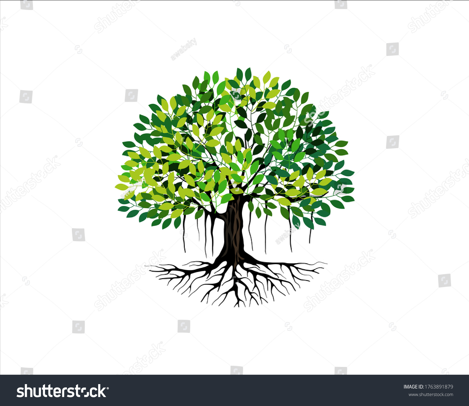 Tree Root Vector Illustration Tree Round Stock Vector (Royalty Free ...