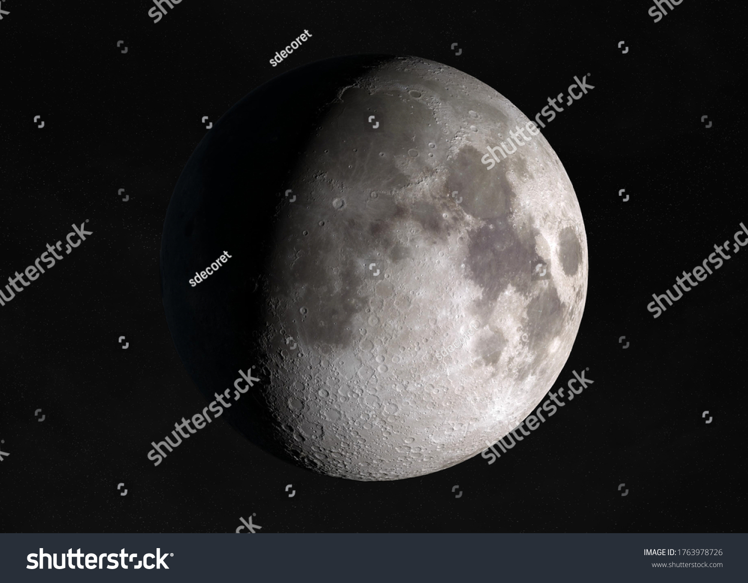 View Half Moon Space Stars Background Stock Illustration 1763978726 