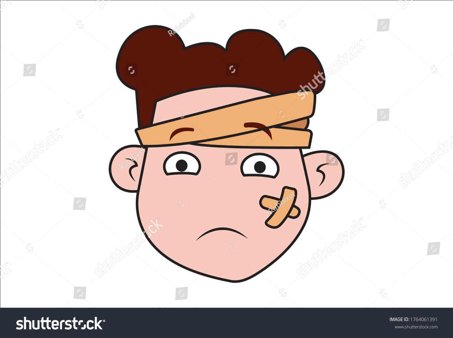 Vector Cartoon Illustration Boy Injured Isolated Stock Vector (Royalty ...