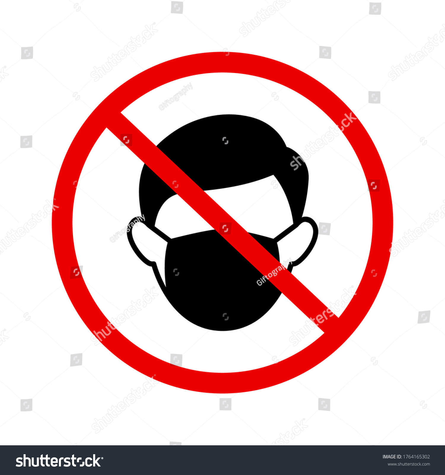 No Wear Mask Sign Vector Icon Stock Vector (Royalty Free) 1764165302 ...