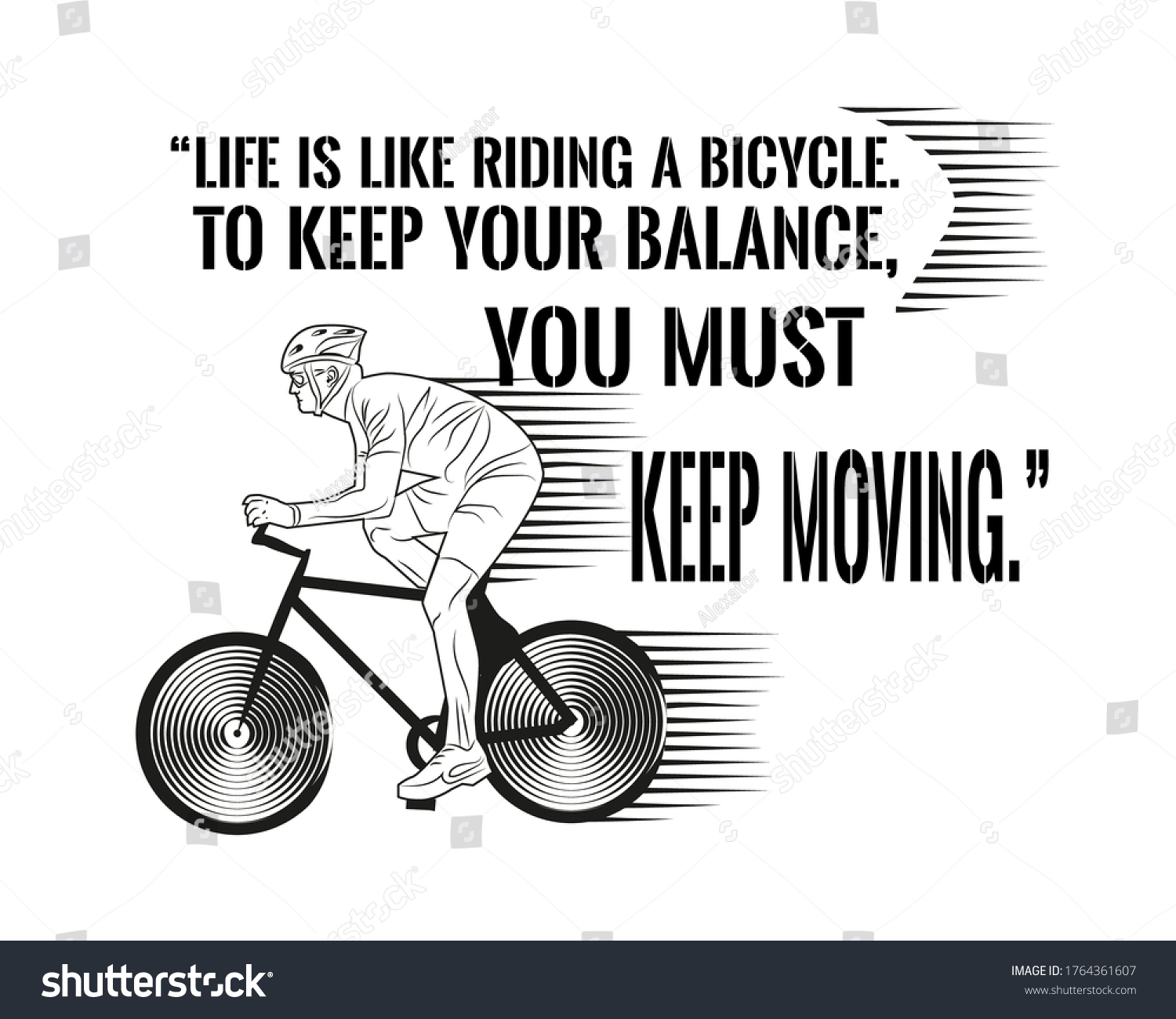 Cyclist Motion Motivational Quote Life Like Stock Vector (Royalty Free ...