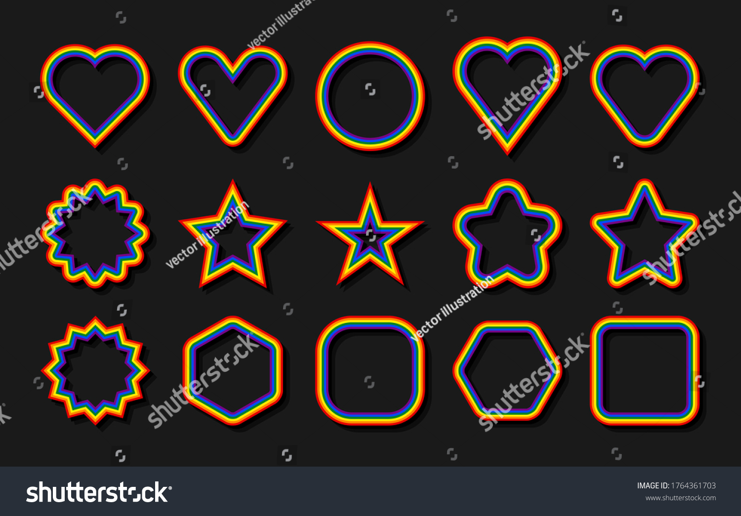 Lgbt Flag Circle Star Hexagon Heart Stock Vector Royalty Free 1764361703 Shutterstock 8687