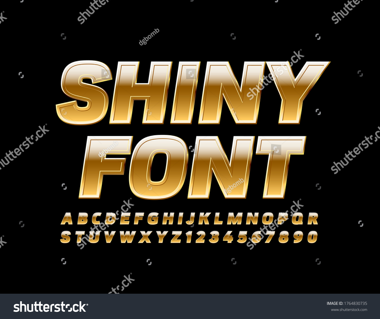 Vector Shiny Font Modern Gold Font Stock Vector (Royalty Free