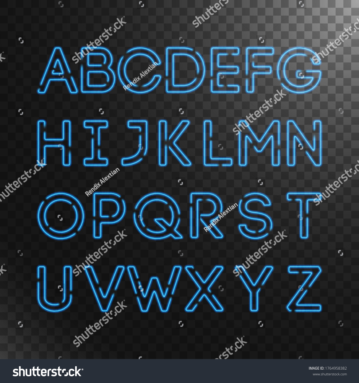 Neon Capital Letters Collection Glowing Neon Stock Vector (Royalty Free ...