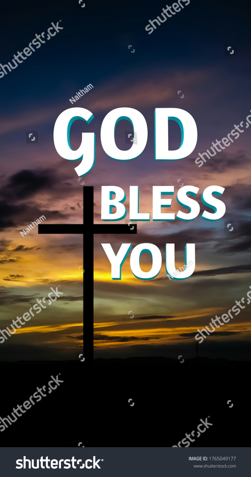 God Bless You Text Jesus Cross Stock Photo 1765049177 | Shutterstock