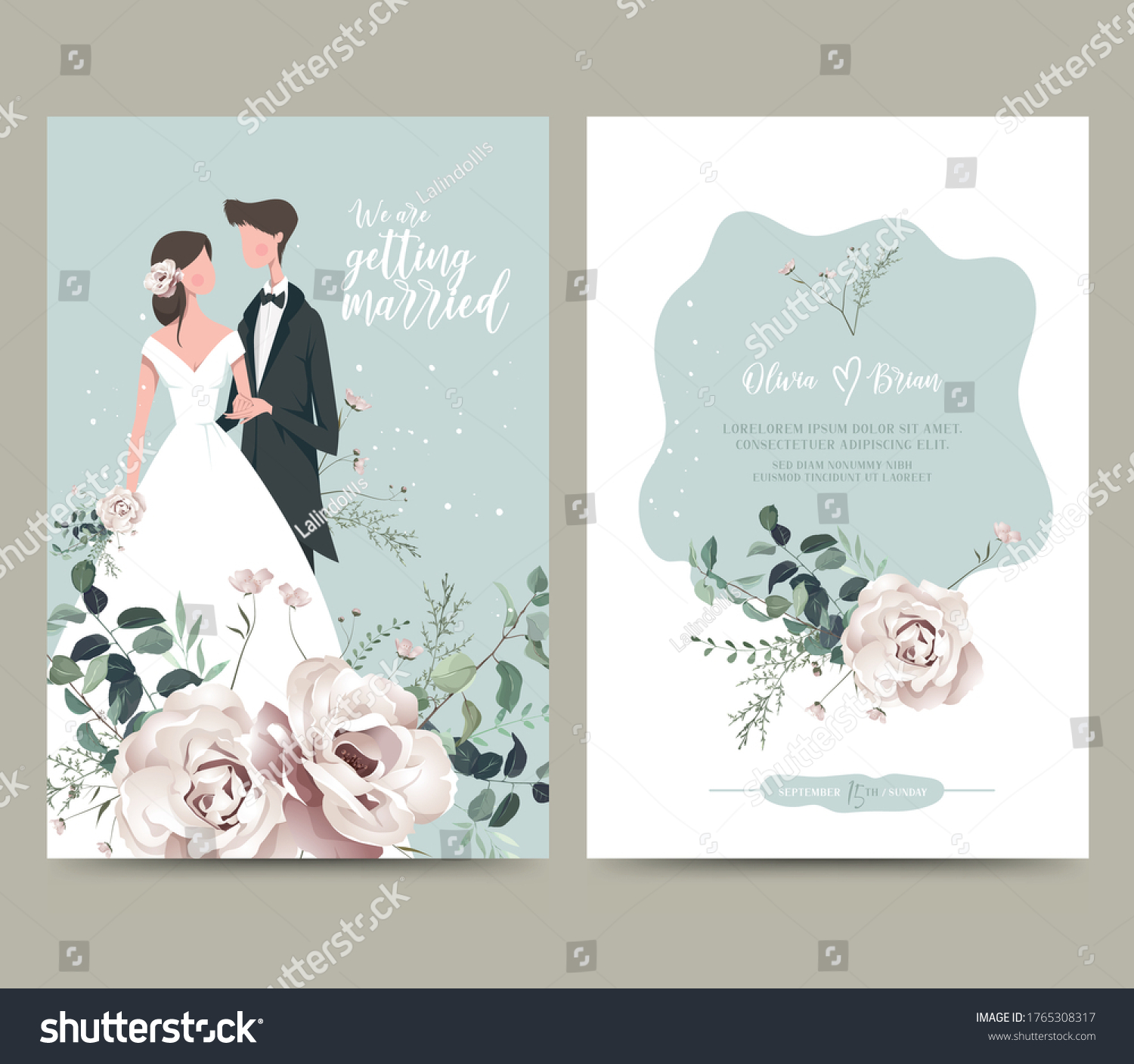 Wedding Invitation Design Drawing Bride Groom Stock Vector (Royalty ...