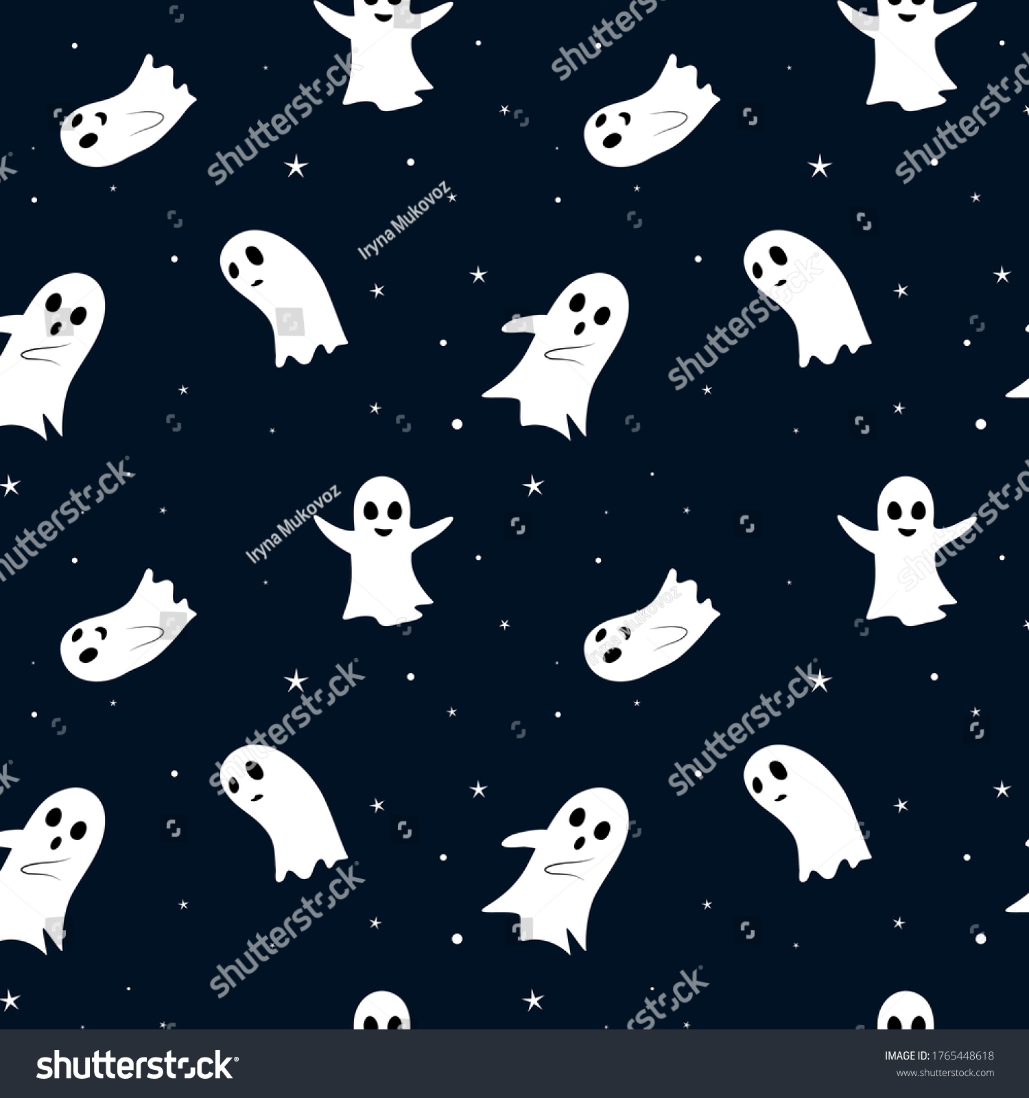 Ghost Creepy Spooky Smiling Seamless Vector Stock Vector (Royalty Free ...