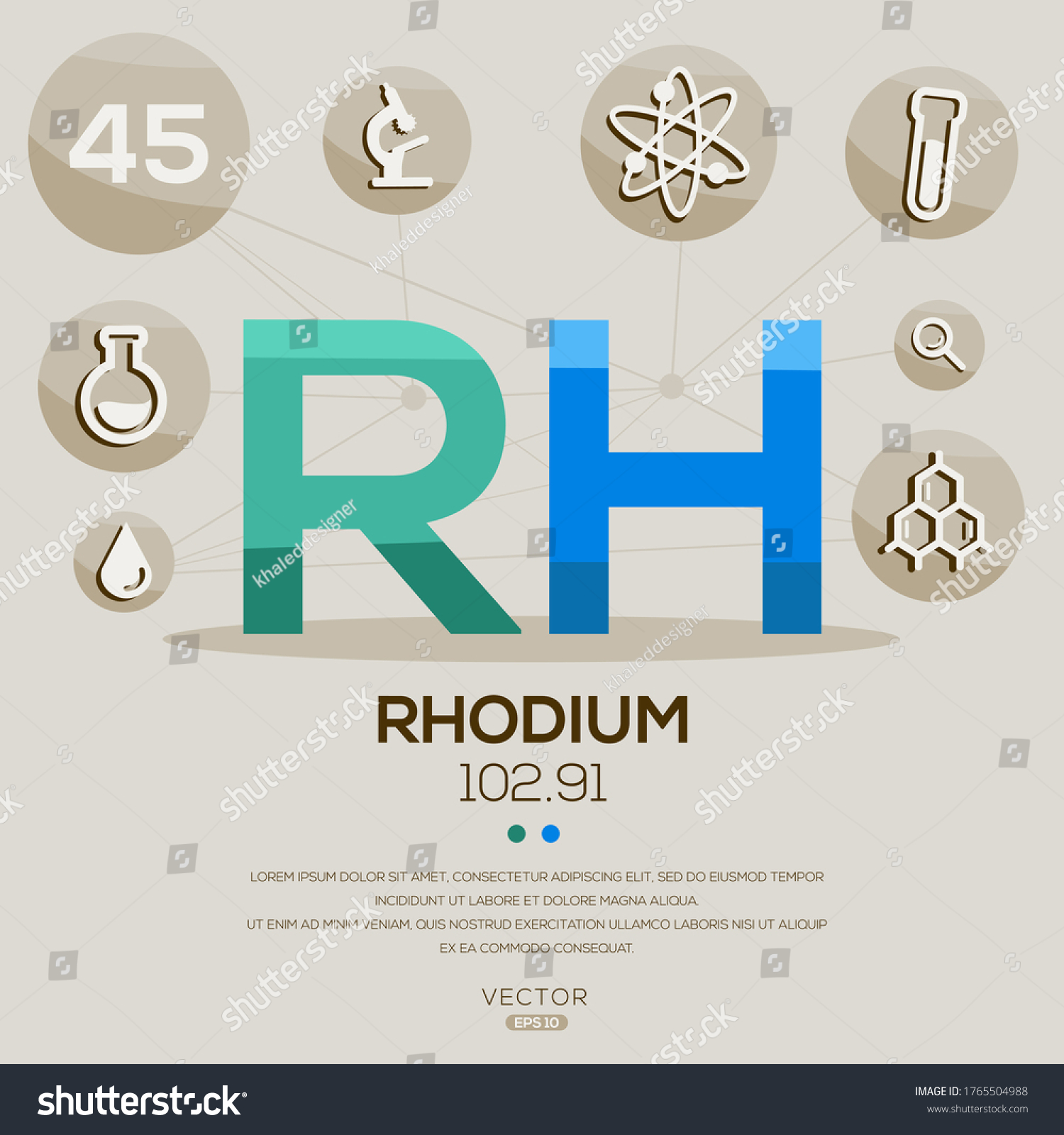 Rh Rhodiumthe Periodic Table Elementletters Iconsvector Stock Vector ...