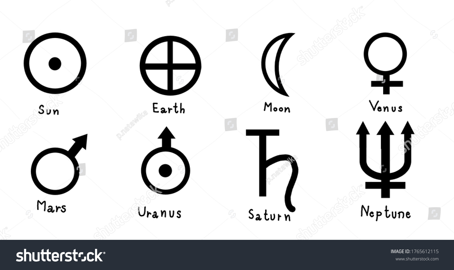 Solar System Planet Symbols On White Stock Illustration 1765612115 ...