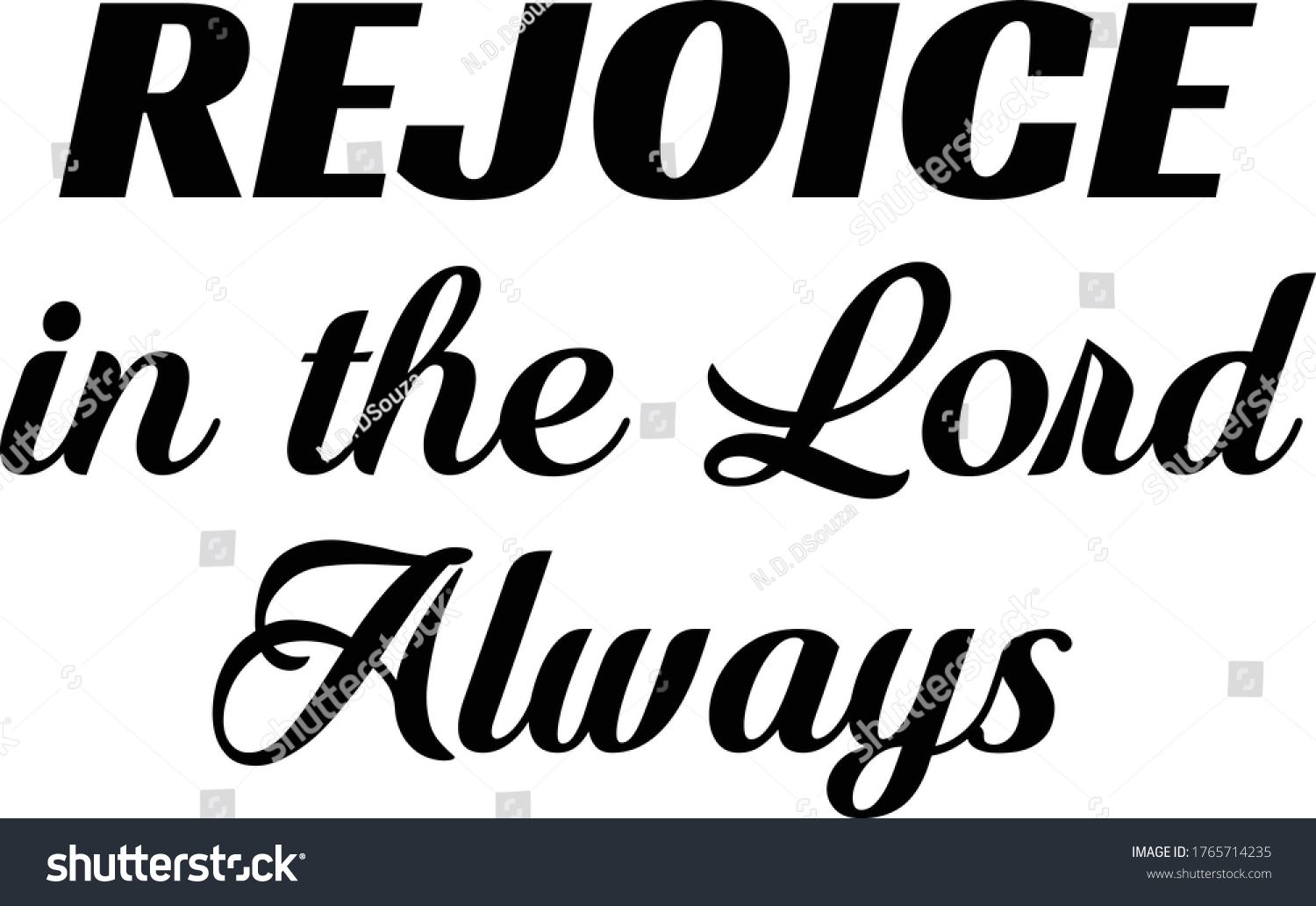 Rejoice Lord Always Christian Quote Design Stock Vector (Royalty Free ...