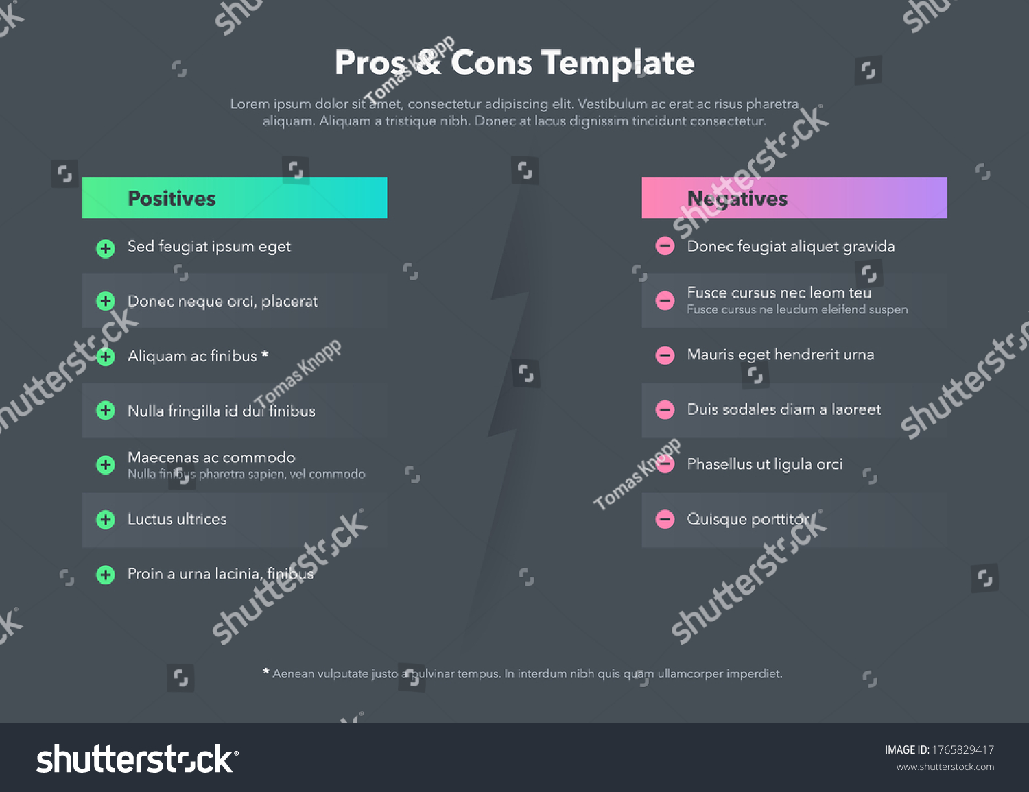 Simple Infographic Pros Cons Place Your Stock Vector (Royalty Free ...