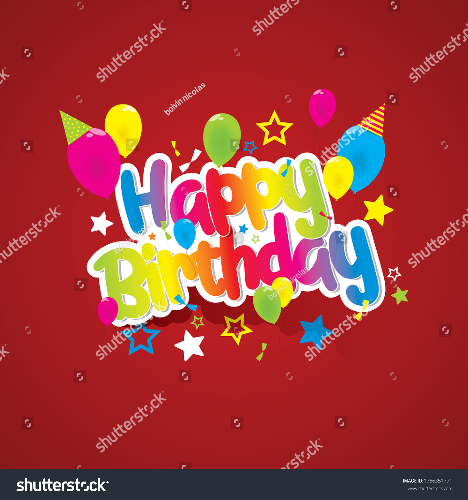 Happy Birthday Greeting Card Rainbow Text Stock Vector (Royalty Free ...