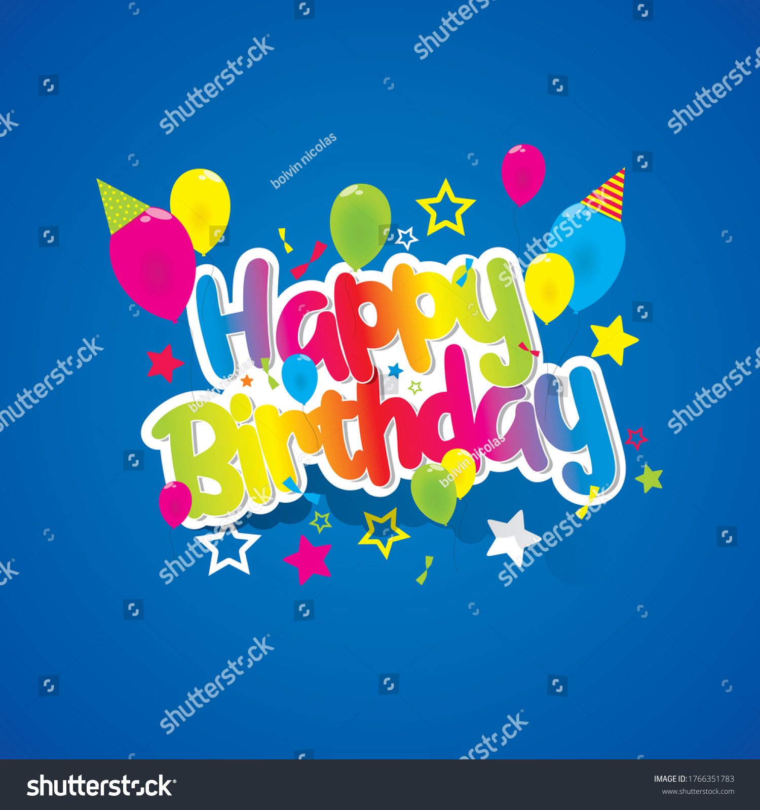 Happy Birthday Greeting Card Rainbow Text Stock Vector (Royalty Free ...