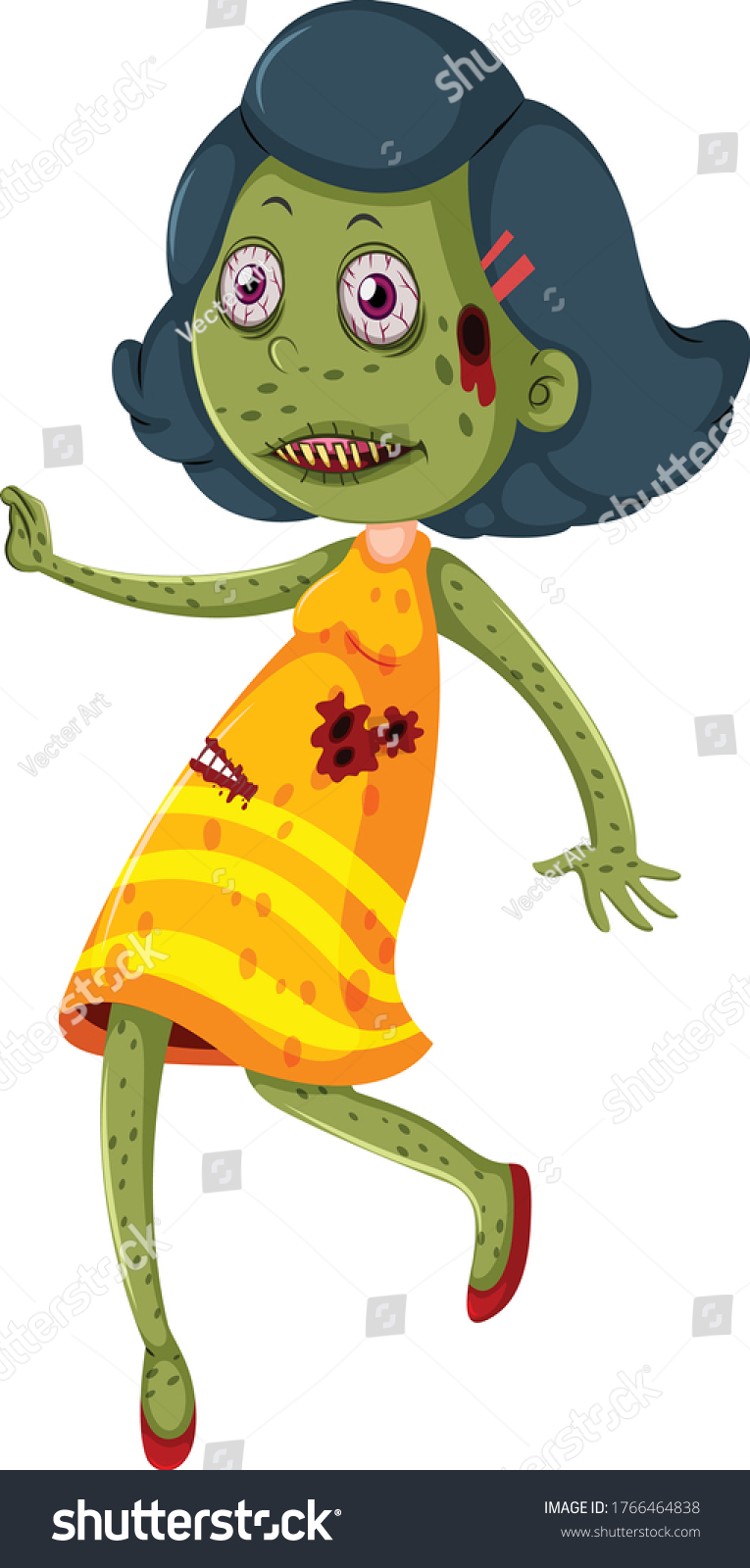 Happy Girl Zombie Cartoon Vector Art Stock Vector (Royalty Free ...