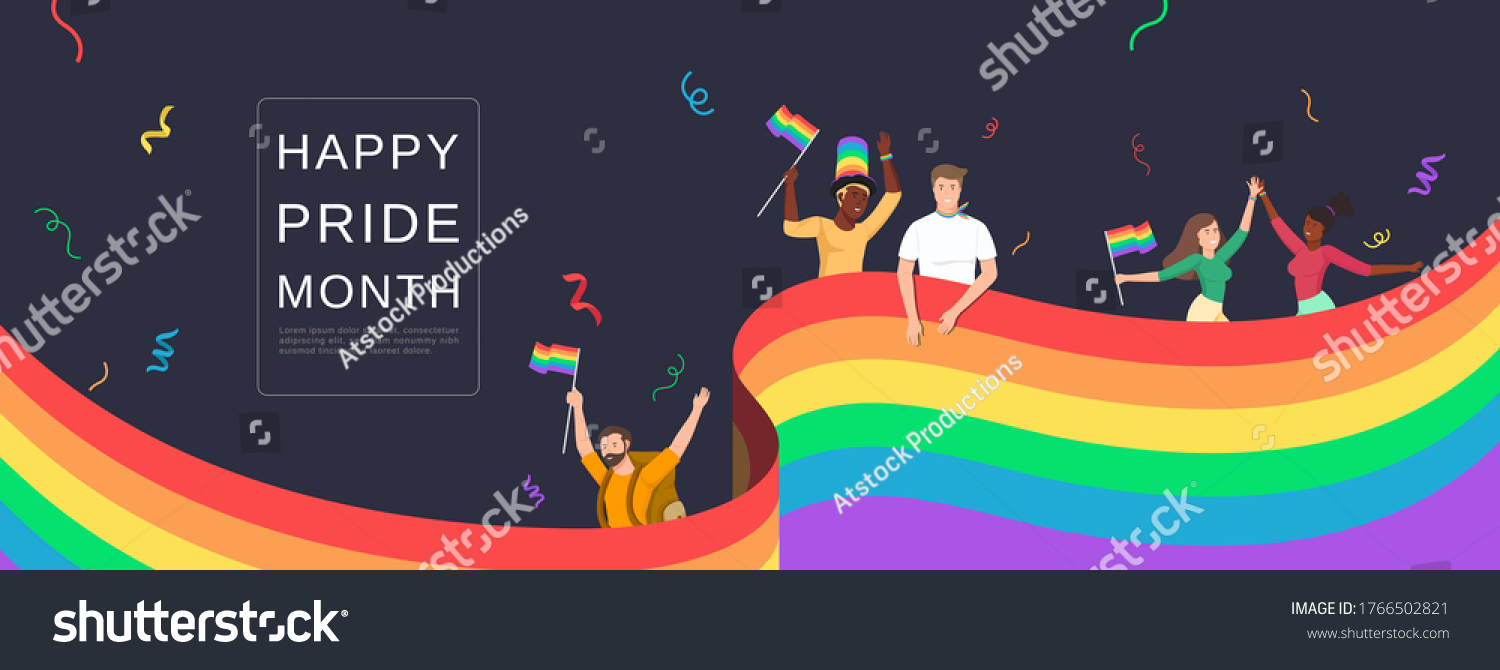 Lgbtq People Celebrating Happy Pride Month Stock Vector (Royalty Free ...