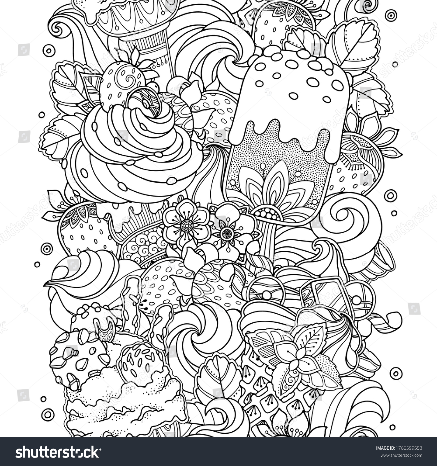 Magic Seamless Border Ice Cream Illustration Stock Vector (Royalty Free ...