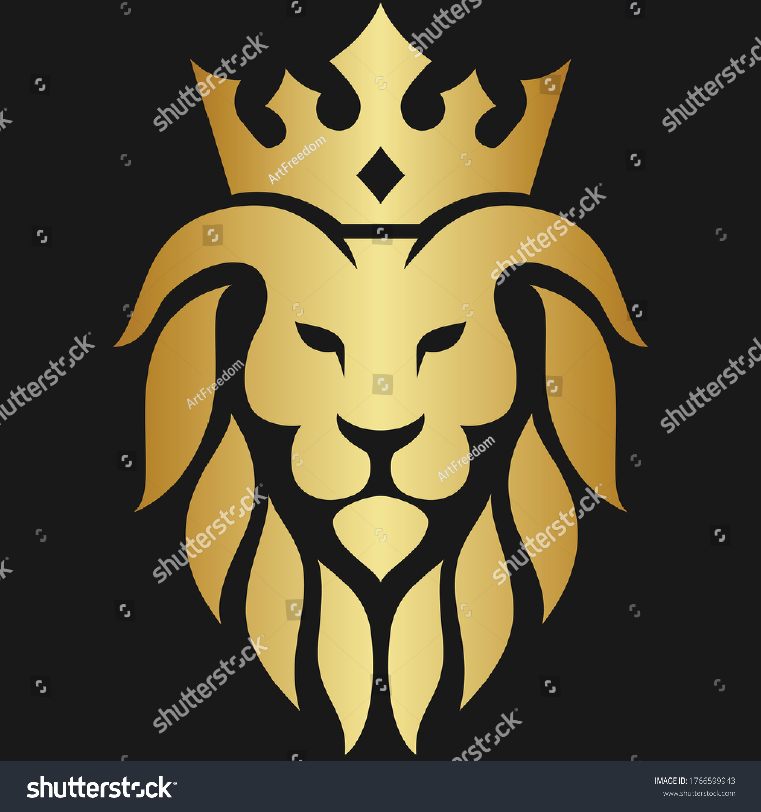 Lion Head Gold Vector Logo Stock Vector (Royalty Free) 1766599943 ...