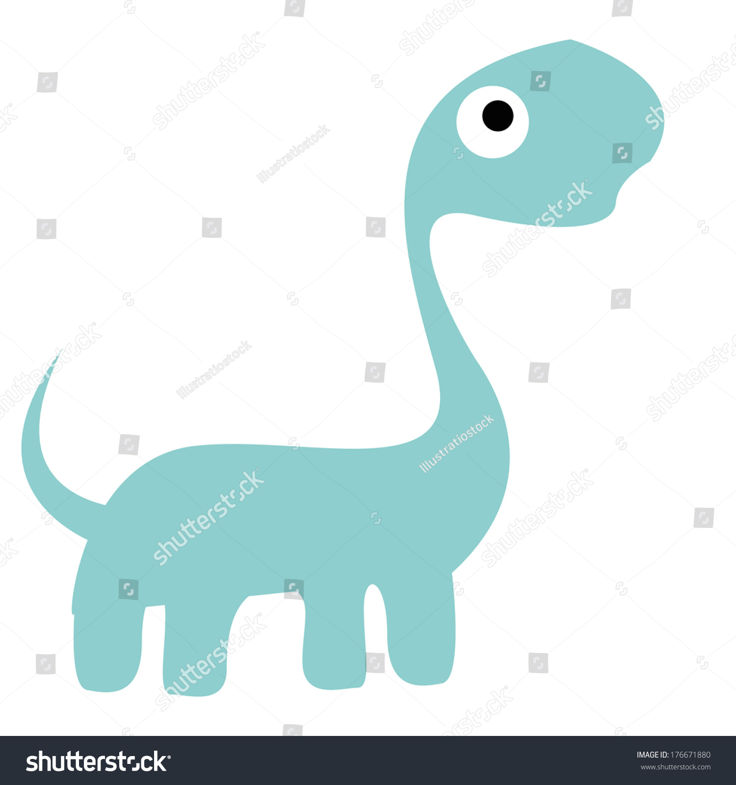 Vector Cute Cartoon Blue Dinosaur Isolated Stock Vector (Royalty Free ...