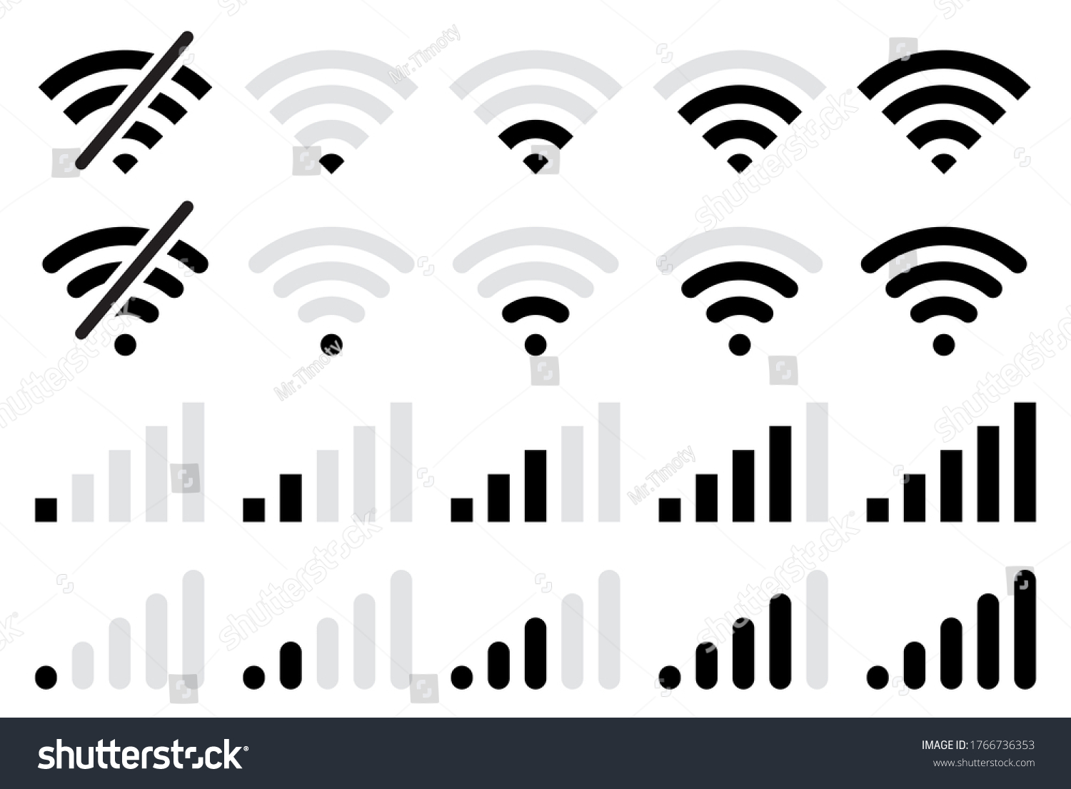 Wifi Wireless Icon Collectionconnection Icon Setmobile Stock Vector ...